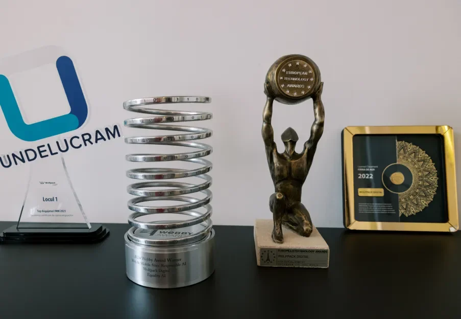 Wolfpack Digital award trophies